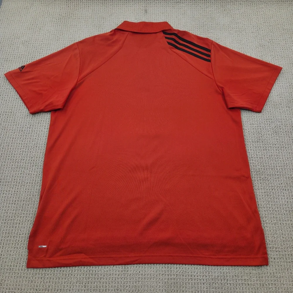 Adidas ClimaCool Golf Polo‎ Shirt Athletic Training Three Stripe Orange Mens XL